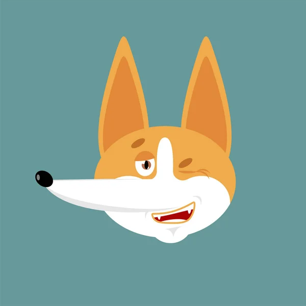 Corgi strizza l'occhio a emoji. Cane emozioni felici avatar. Pet Vector illustr — Vettoriale Stock