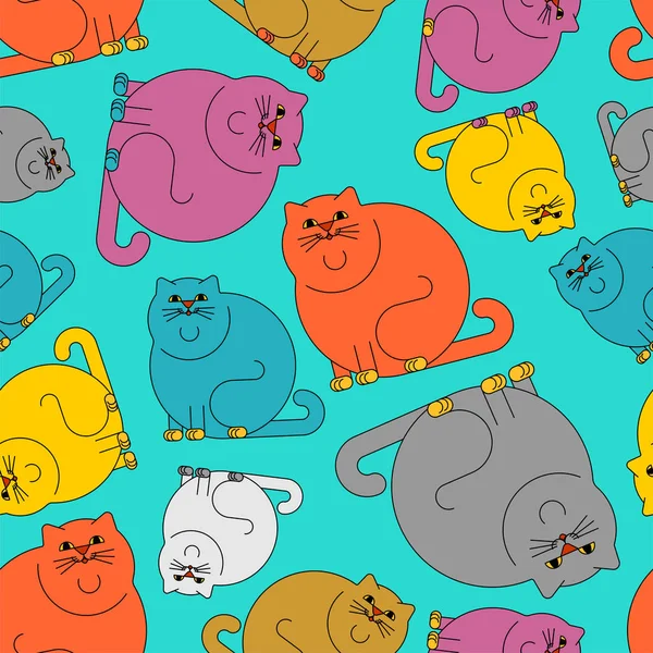 Fette Katze Muster nahtlos. dicken Haustier Hintergrund. Vektorillustration — Stockvektor