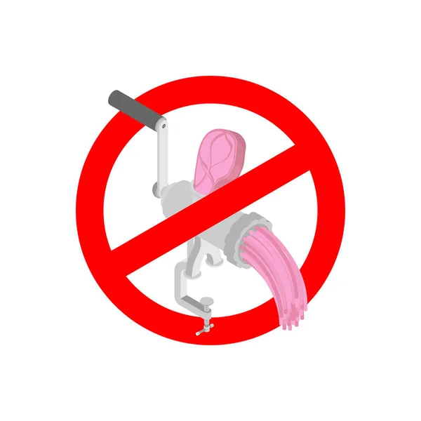 Stop Meat grinder. Vegetarian symbol. Ban mincing machine. hashe — Stock Vector