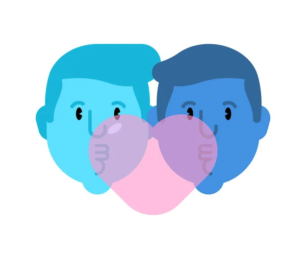 Eşcinsel çift aşk. kalp sakız ile şekillenir. vektör illüstratör — Stok Vektör
