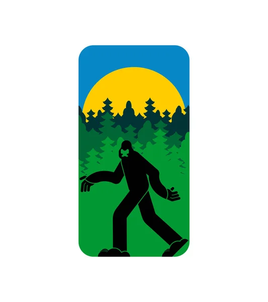 Bigfoot et symbole des montagnes. Yeti et signe de forêt . — Image vectorielle