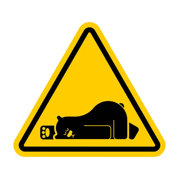 Προσοχή, αρκούδα που κοιμάται. Προσοχή ο Γκρίζλι κοιμάται. Κίτρινο Τρι — Διανυσματικό Αρχείο