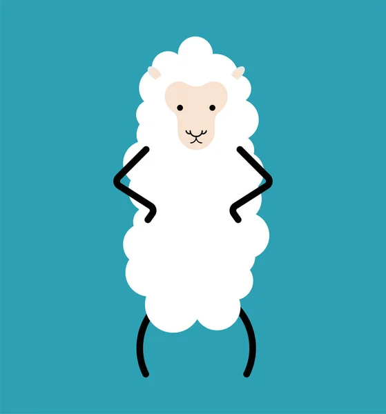 Pequena ovelha branca isolada. Ilustração do vetor animal da fazenda — Vetor de Stock