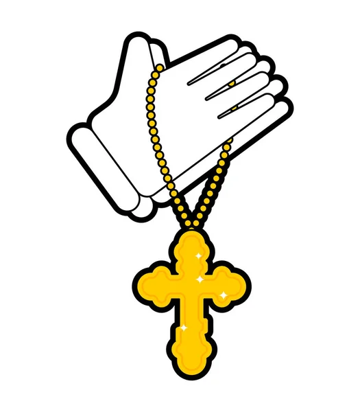 Руки в молитве и кресте изолированы. Молитвенный вектор религии textu — стоковый вектор
