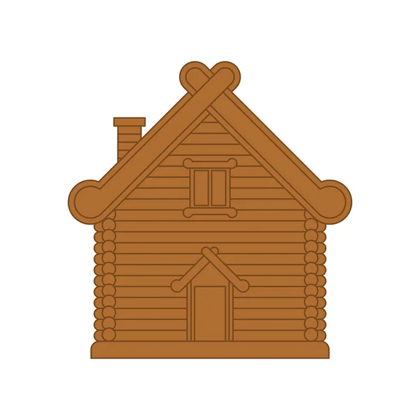 Russian hut. Wooden house in Russia. National Folk home. Vector — Stock Vector