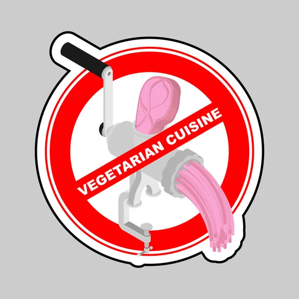 Vegetarian cuisine. Stop Meat grinder. Vegetarian symbol. Ban mi — Stock Vector
