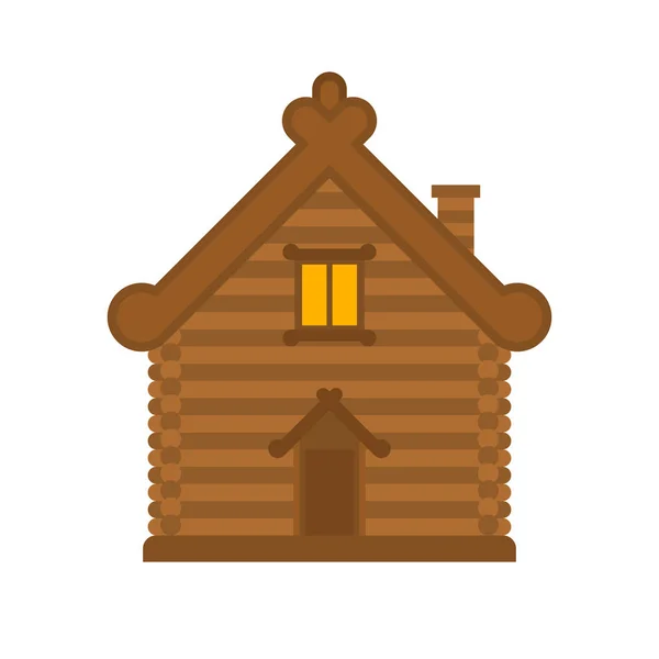 Russian hut. Wooden house in Russia. National Folk home. Vector — Stock Vector