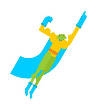 Kurbağa süper kahraman. Maske ve yağmurluk içinde Süper Kurbağa. Güçlü amfibi