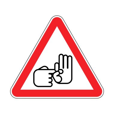 Dikkat Seks jesti. Dikkat Argo parmak. Sarı üçgen roa