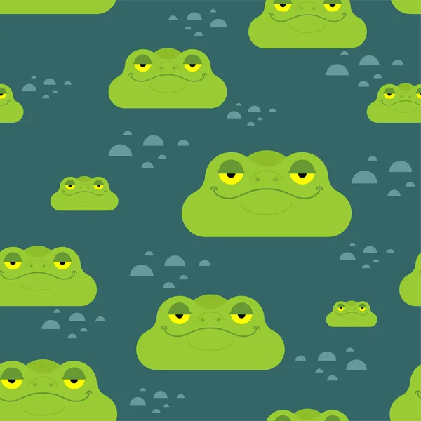 Frog in swamp pattern seamless. Toad background. Baby cloth text — Stock Vector