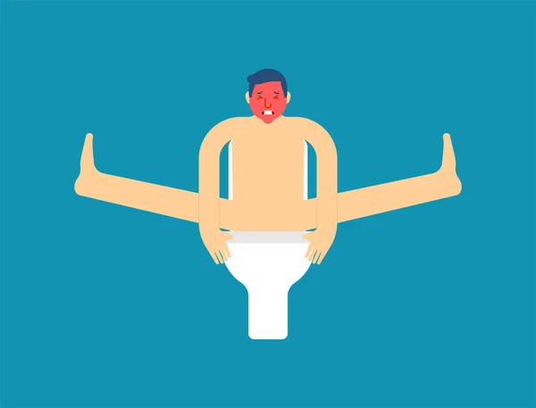 Man op toilet geïsoleerd. Guy kak vector illustratie — Stockvector