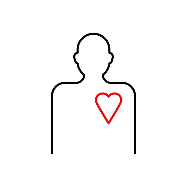 Silhouette d'homme et de cœur. Style linéaire — Image vectorielle