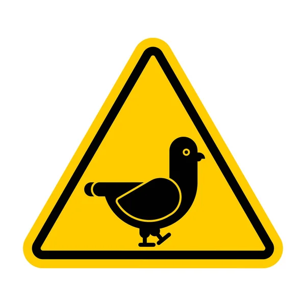 Dikkat Güvercin. Dikkat güvercin. Sarı üçgen yol işareti — Stok Vektör