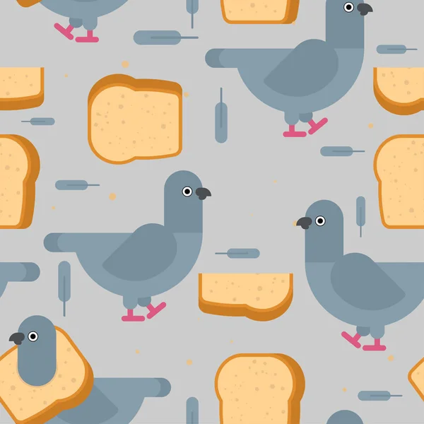 Colombe et motif de pain sans couture. Fond de pigeon. vecteur illus — Image vectorielle