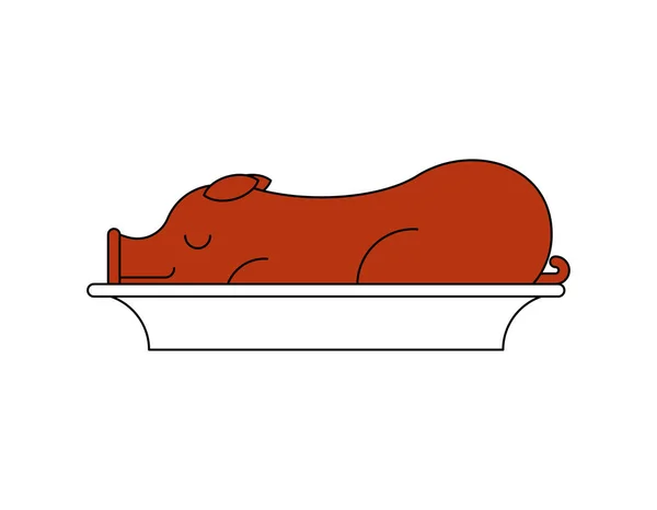 Cerdo asado en plato. cerdo a la plancha. ilustración vectorial — Vector de stock