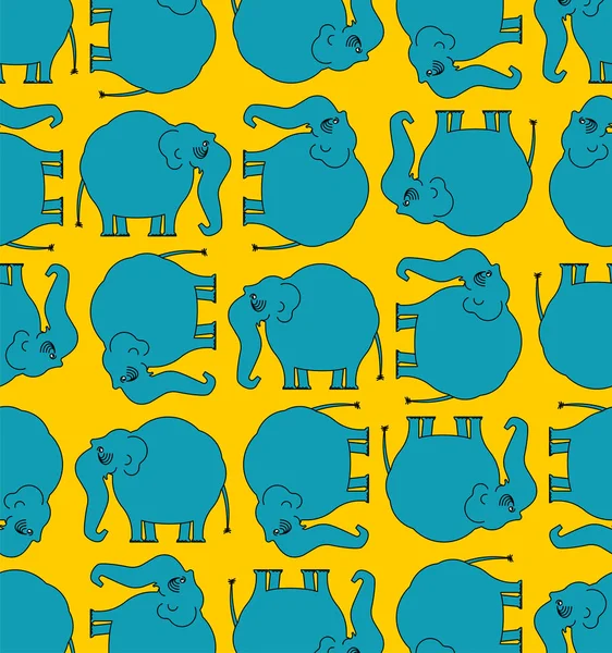 Blauer Elefant Cartoon Muster nahtlos. Tierischer Hintergrund — Stockvektor