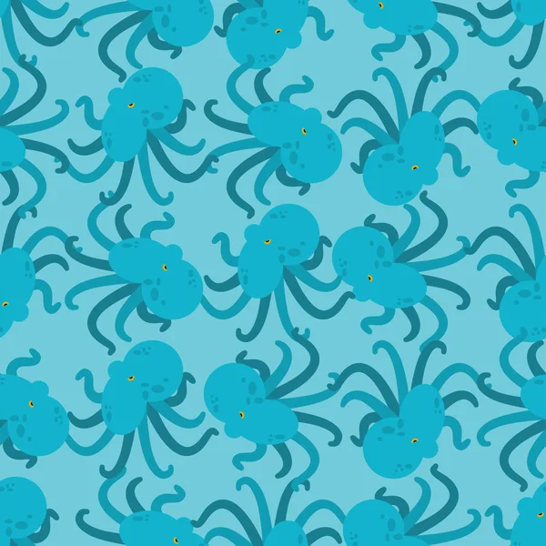 Blå bläckfisk mönster sömlös. Vattendjur vektor bakgrund — Stock vektor