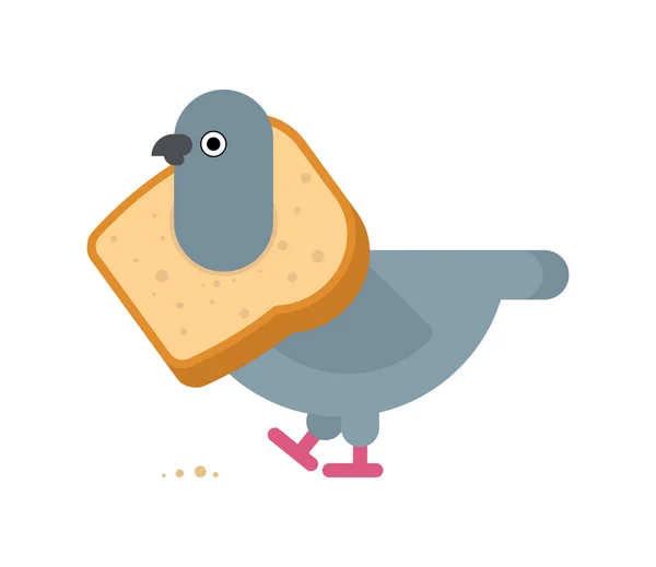 Duif op de nek van brood. vector illustratie — Stockvector