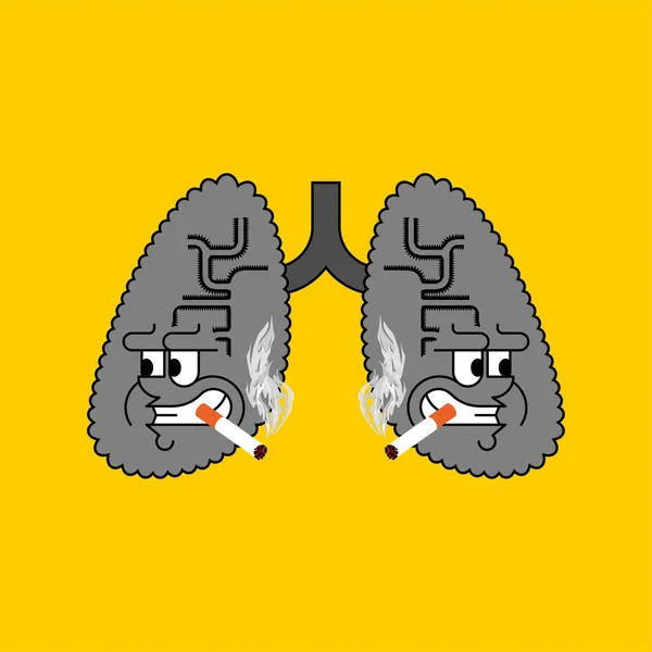 Fumatore di polmoni. Organo interno malato. Malattie respiratorie . — Vettoriale Stock
