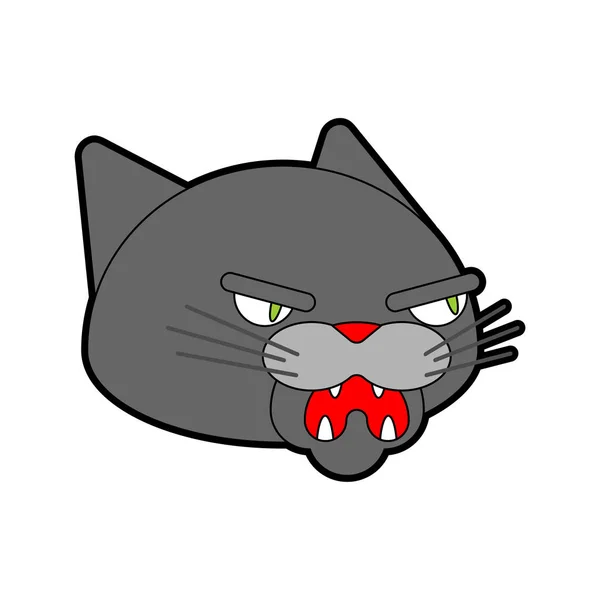 Angry cat face. Attacker pet head. Animal bully vector — Stock Vector