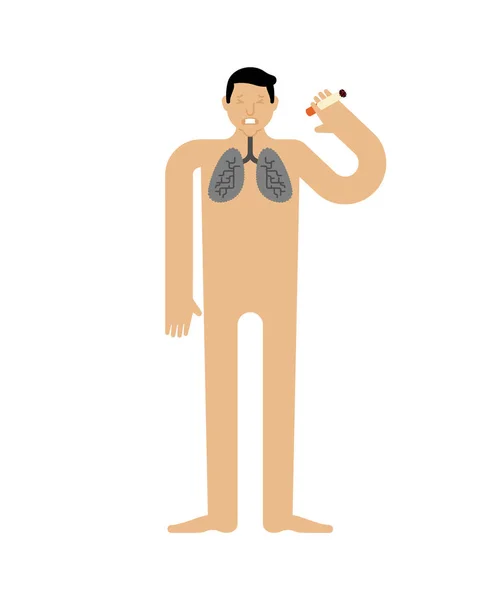 Tüdő dohányos emberi anatómia. Légzőszervi megbetegedés. vektor Illustra — Stock Vector