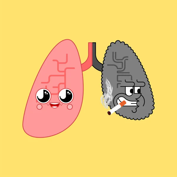 肺は健康で肺喫煙者。健康で病気の内臓. — ストックベクタ