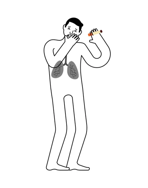 Pulmones fumador anatomía humana. Enfermedades respiratorias. vector illustra — Vector de stock