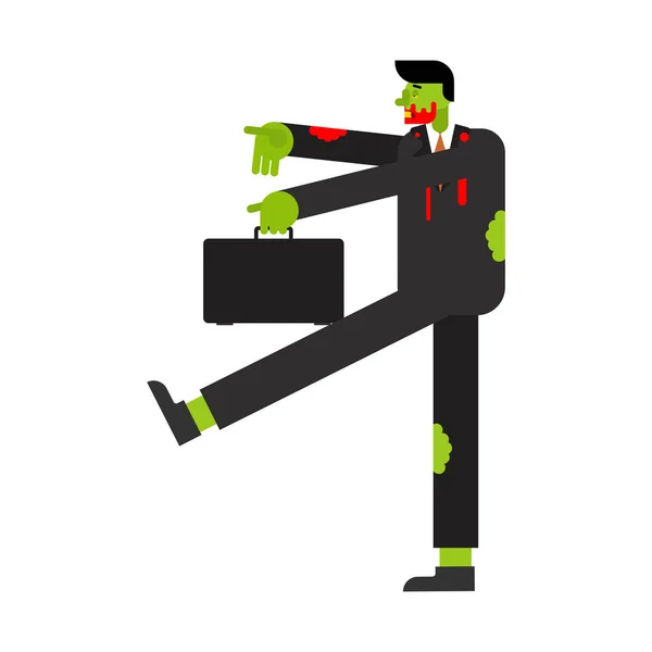 Zombie manager goes to work cartoon isolated. vector illustratio — Stock Vector