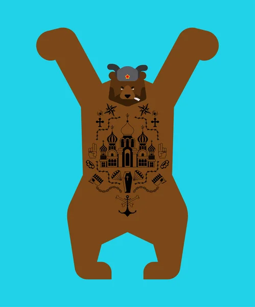 Ruský medvědí tetování. Ruská značka mafie odsouzený — Stockový vektor