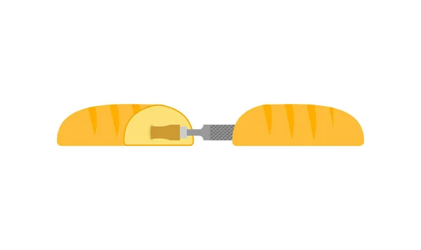 Pão comprido com grosa por dentro. ficheiro de pão e carpintaria. Intervalo de detenção — Vetor de Stock
