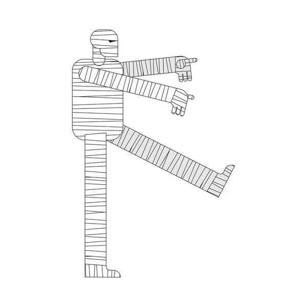 Mumie izolovaná. Halloween v kresleném obvazu. vektorový illustr — Stockový vektor