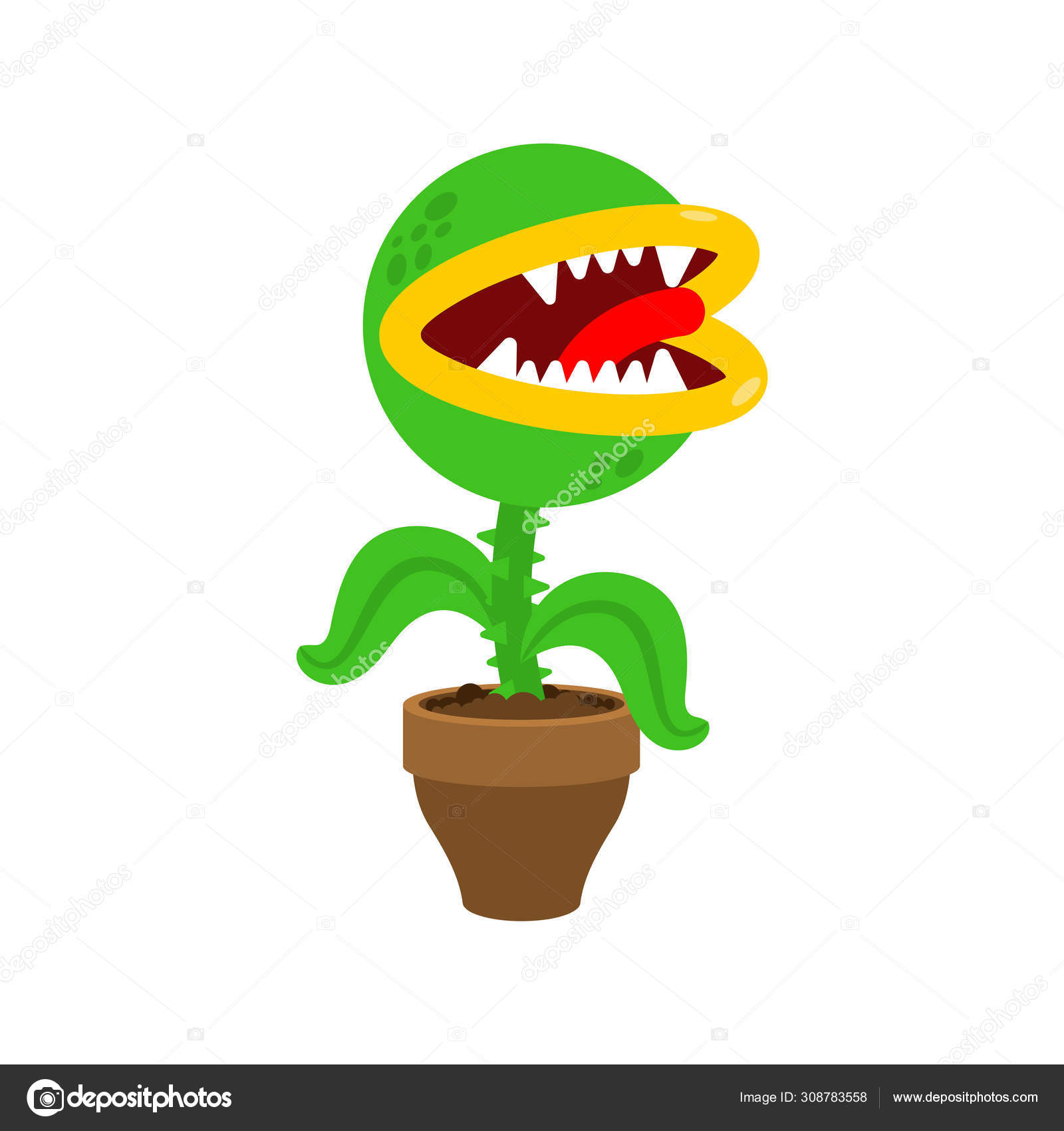 Flytrap in pot. Flower predator Carnivorous plant. Angry Flowers Stock  Vector Image by ©popaukropa #308783558