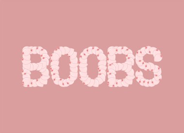 Göğüsler amblemi. Göğüs yazısı. göğüsleri işareti. hooters tipografi 