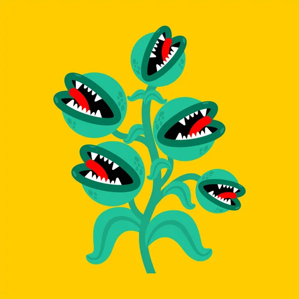 Flytrap monster plant. Bloem Predator vleesetende plant. Boos — Stockvector