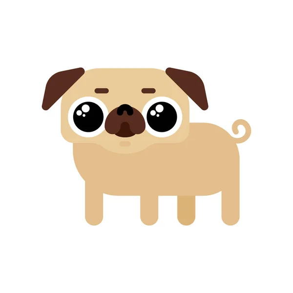 Pug bonito isolado. Belo cão. ilustração do vetor Pet — Vetor de Stock