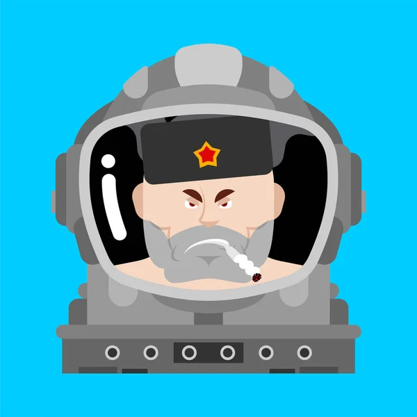 Rysk astronaut. Hjälm av ryska Spaceman. Dålig rysk kille — Stock vektor