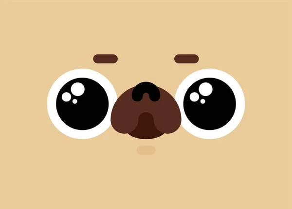 かわいいパグの顔。素敵な犬。ペットベクトルイラスト — ストックベクタ