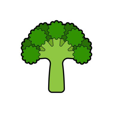 Brokoli izole edilmiş. Çizgi film Sebze. Gıda vektörü illüstrasyonu