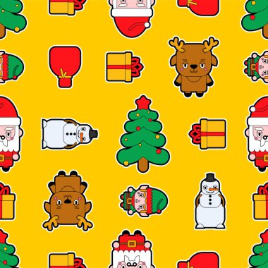 Noel deseni kusursuz. Noel Baba ve Elf. Noel ağacı ve gi