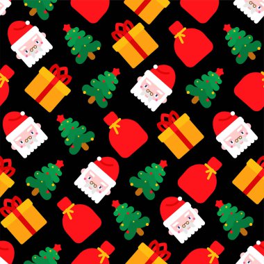 Noel arkaplanı kusursuz. Noel Baba ve Elf. Noel ağacı ve...