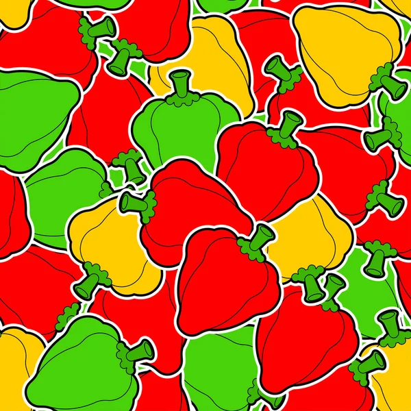 Bell pepper pattern seamless. Vegetable background. Colored pepp — Stock Vector