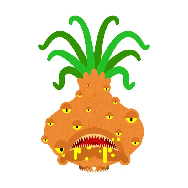 Uienmonster Gmo mutant. Genetisch gemodificeerde Angry Vegetable w — Stockvector
