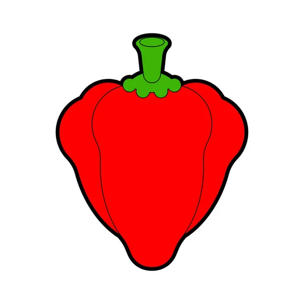 Rote Paprika isoliert. Cartoongemüse. Ernährungsvektor illustr — Stockvektor