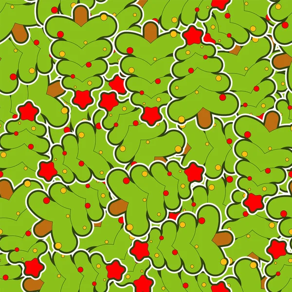 Christmas tree pattern seamless. Christmas background. Xmas text — Stock Vector