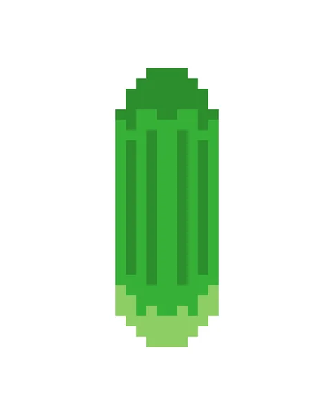 Arte de píxeles de pepino. Pepinos de dibujos animados de 8 bits. Pixelato vegetal . — Vector de stock