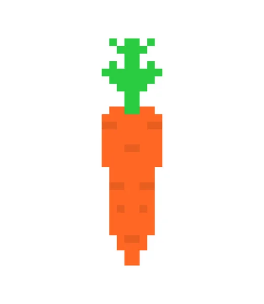 Arte píxeles de zanahoria. Naranja vegetal 8 bit. Pixelate vector illust — Vector de stock