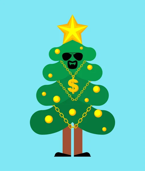 Cooler Weihnachtsbaum mit Brille und Spitzbart. Weihnachten und neu — Stockvektor