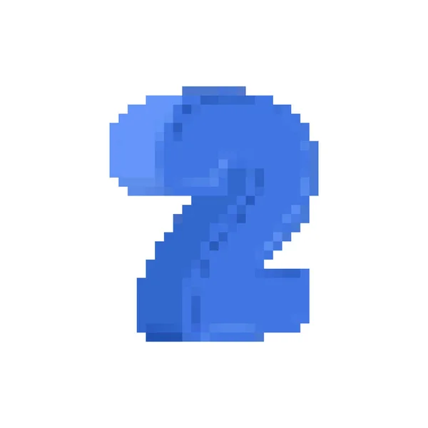 2 número pixel art. fuente cartoon. 8 bit Twoe numeral Niños al — Vector de stock