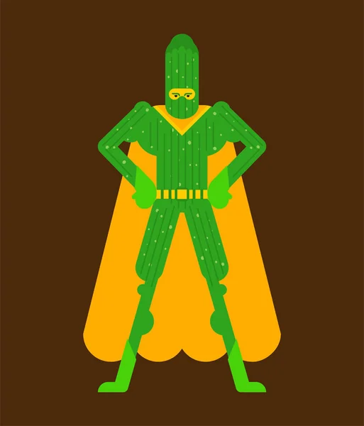 Super héros du concombre. Super Légumes en masque et imperméable. Forte — Image vectorielle