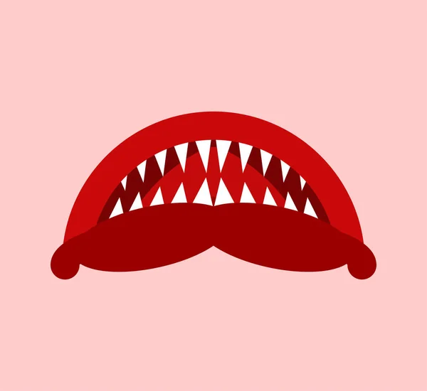 Wütenden Mund mit Zähnen Monster isoliert. Gruseliges Maul mit Reißzähnen — Stockvektor